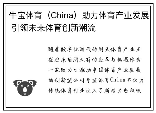 牛宝体育（China）助力体育产业发展 引领未来体育创新潮流